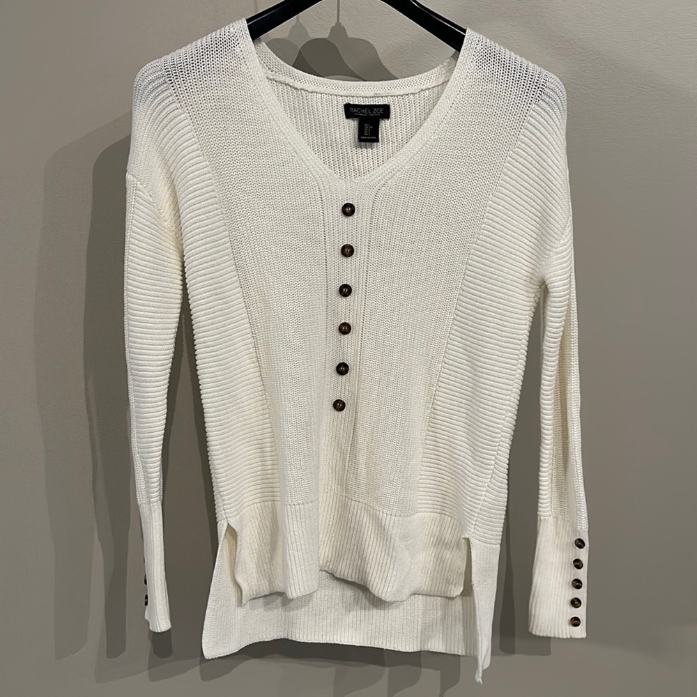 Rachel Zoe size small ribbed decorative button sweater